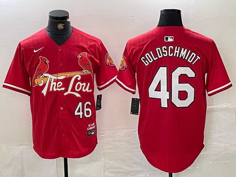 Mens St. Louis Cardinals #46 Paul Goldschmidt Red 2024 City Connect Limited Stitched Baseball Jersey